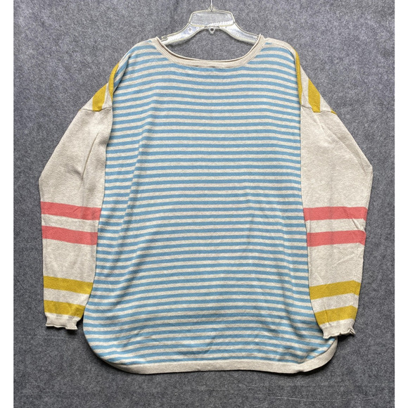 Sundance Sweater Womens Large Multicolor Striped Crewneck Pullover High Low Hem - Picture 7 of 8